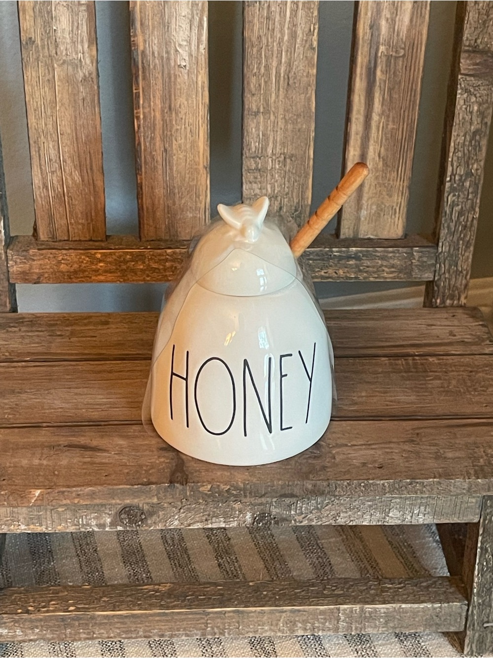 New - Rae Dunn Honey Jar with Wooden Dipper